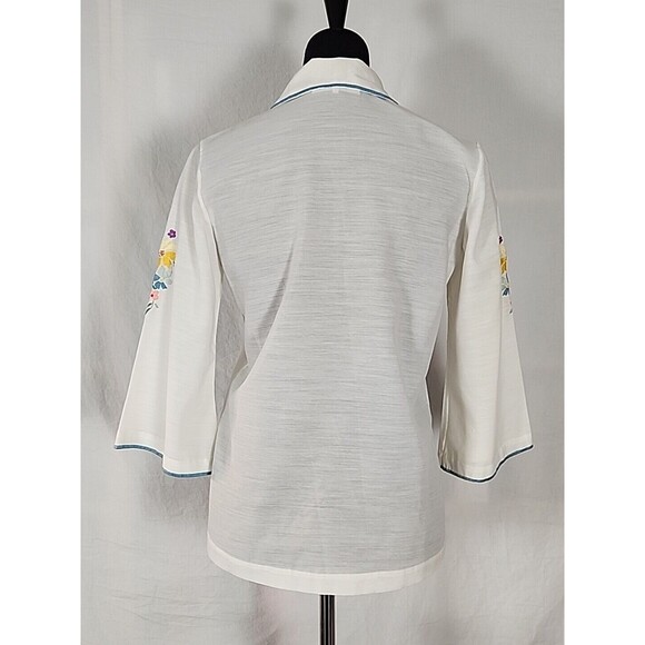 Vintage Lily Boho Floral Embroidered Tunic Top Blouse Sheer Peasant Medium - Picture 11 of 14